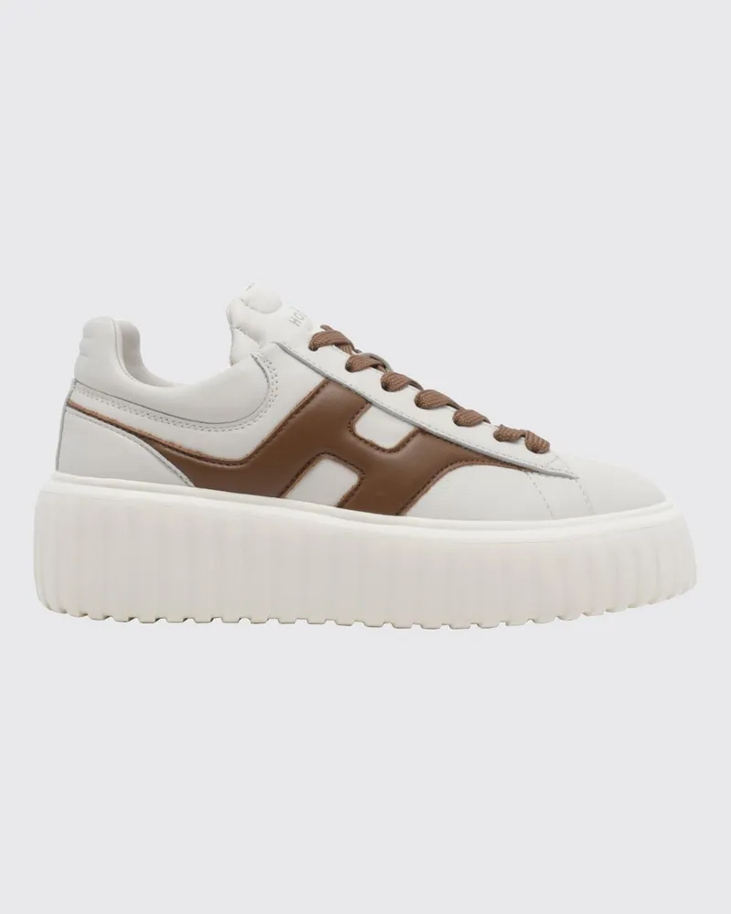 Hogan H-Stripes Plateau-Sneakers aus Glattleder Weiss
