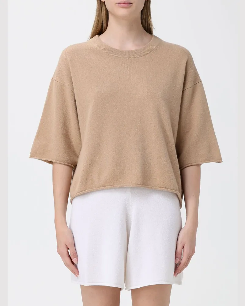 ALLUDE Kaschmir-Rundhalspullover Beige