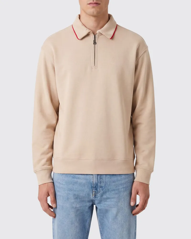 Vision Of Super Langärmeliges Poloshirt aus Baumwolle mit Reißverschluss Beige