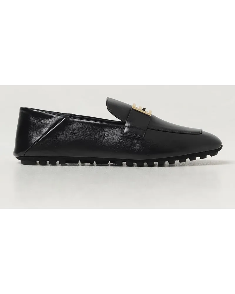 Fendi Baguette Leder-Mokassins Schwarz