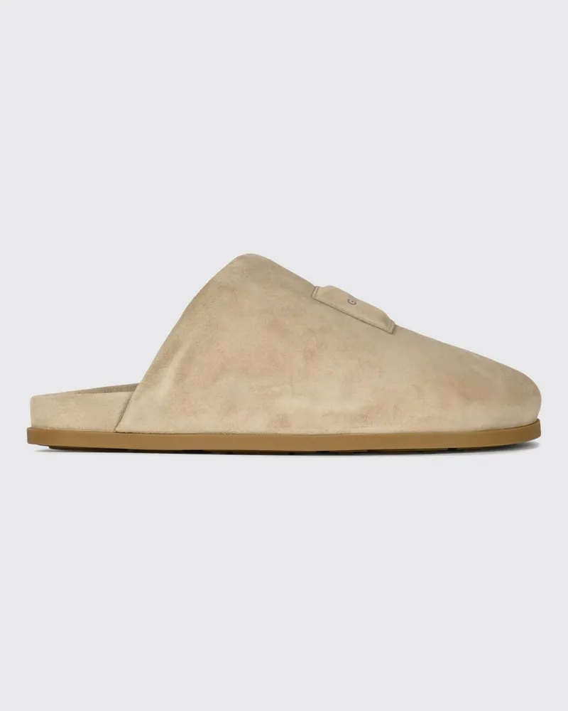 Givenchy Kalbsleder-Mules mit Schriftzug-Logo und runder Kappe Beige