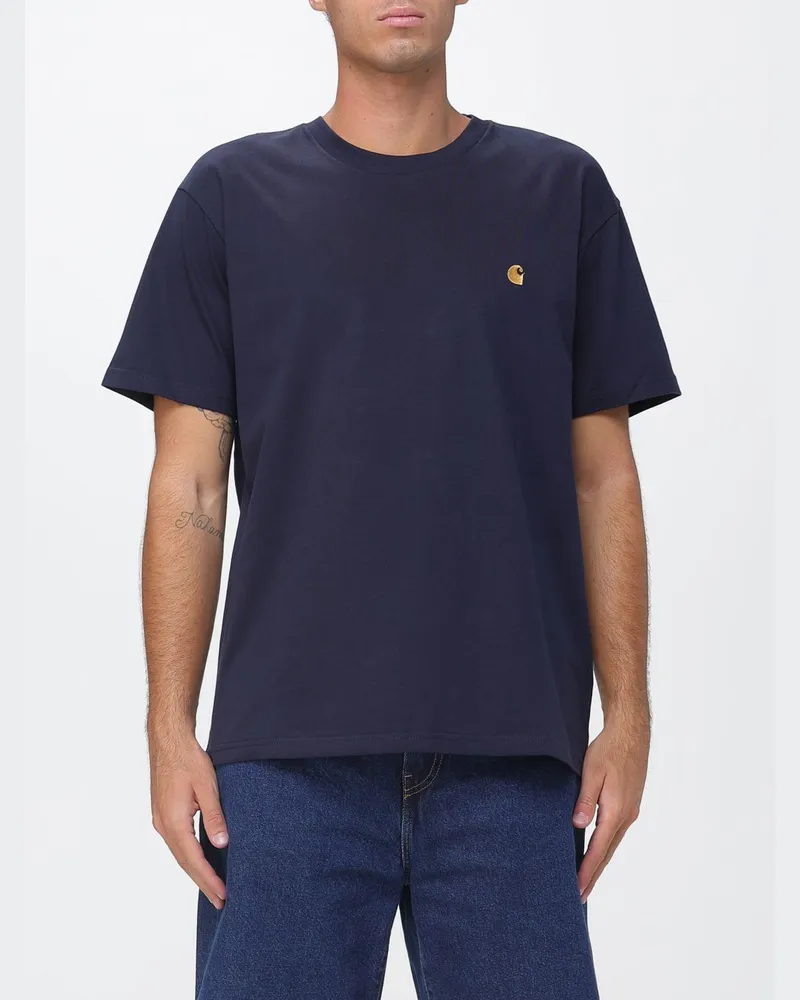 Carhartt WIP Baumwoll-T-Shirt mit gesticktem Logo und überschnittenen Schultern Blau