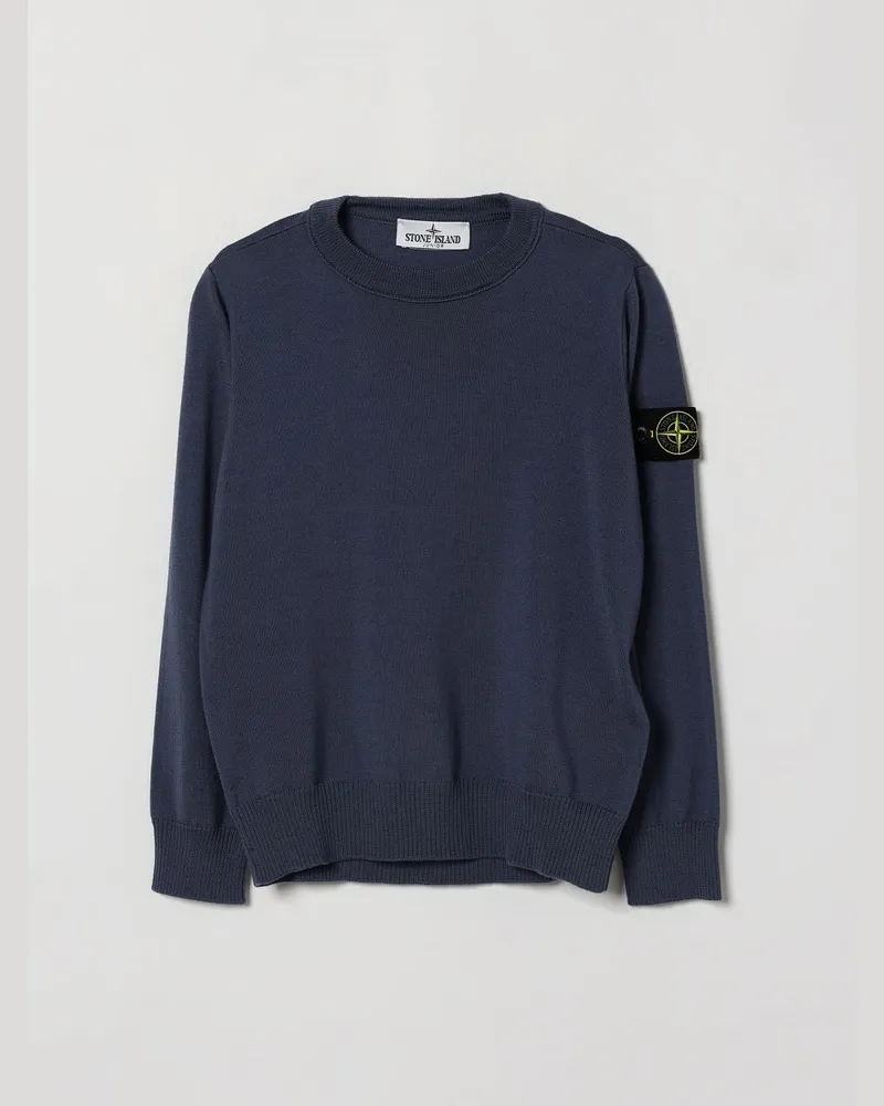 Stone Island Rundhalspullover aus Schurwolle für Jungen Blau