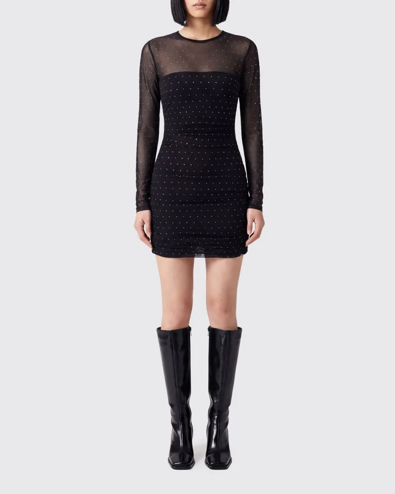 Liu Jo Langärmeliges Slim-Fit-Etuikleid mit Strassbesatz Schwarz