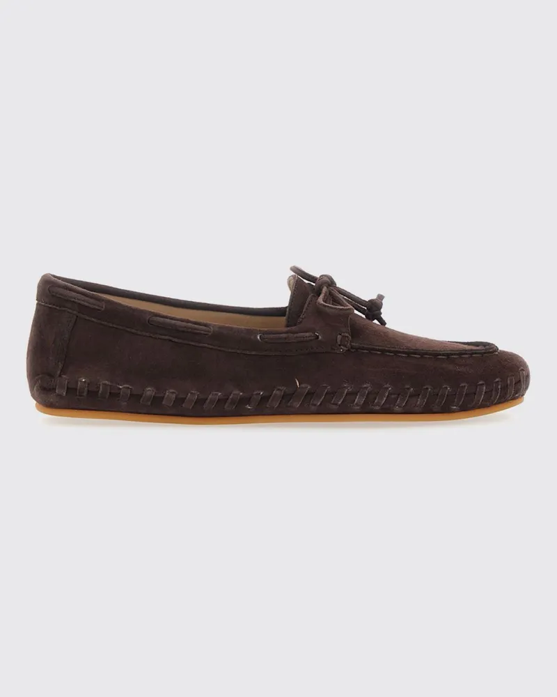 Le Monde Béryl Driver-Loafer aus Veloursleder mit geflochtenen Riemen Braun
