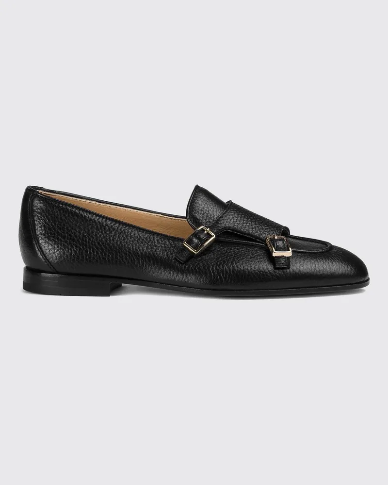 Doucal´s Doppel-Monkstrap-Schuhe aus Hirschleder mit Mokassin-Naht Schwarz