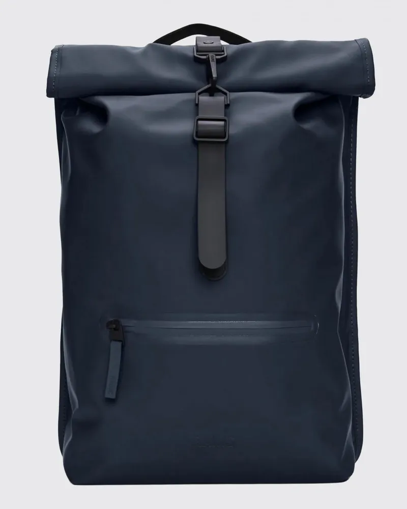 RAINS Rolltop Rucksack aus wasserdichtem PU Blau