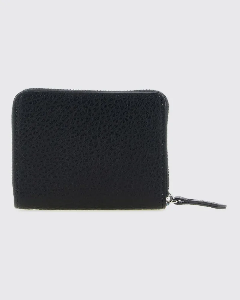 Maison Margiela Zip-Around-Portemonnaie aus genarbtem Leder mit Four-Stitches-Logo Schwarz