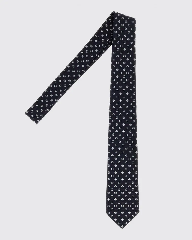 Saint Laurent Krawatte aus reiner Seide mit geometrischem Muster von Navy