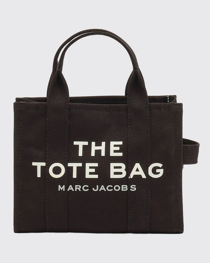 Marc Jacobs The Small Tote Bag aus Baumwolle mit Kontrast-Logo Schwarz