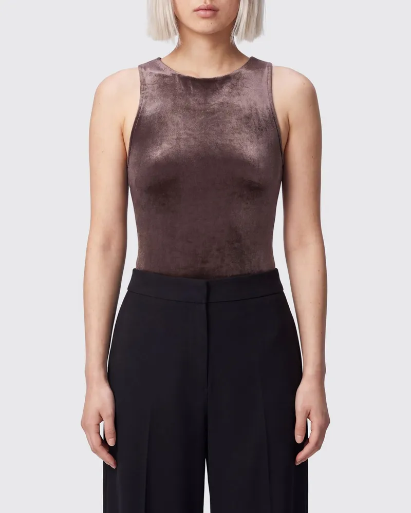 ANDAMANE Schulterfreier Slim-Fit-Jersey-Body Braun