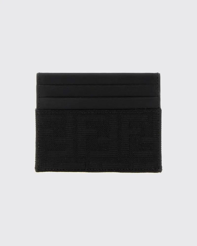 Fendi Kartenetui aus FF-Jacquard-Stoff mit Kalbslederdetails Schwarz