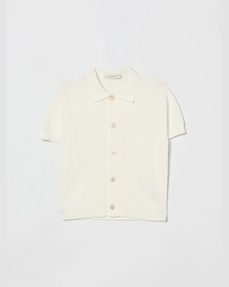 Paolo Pecora Milano Baumwollstrick-Polo-Cardigan Weiß