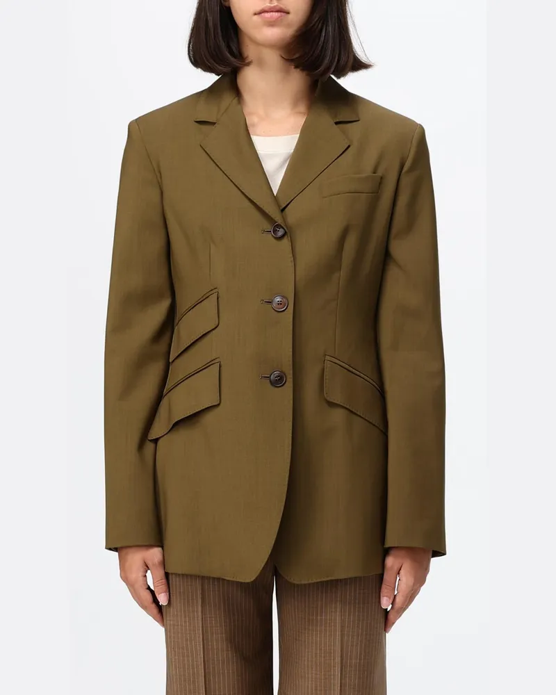 Max Mara Kurzer Einreiher-Blazer aus Schurwolle mit schmaler Passform Braun