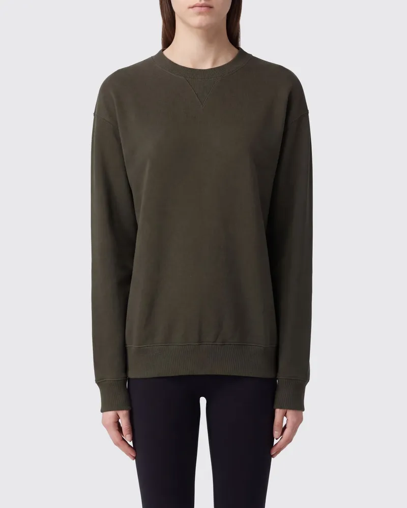 Jil Sander Rundhals-Sweatshirt aus Baumwolle mit überschnittenen Schultern und elastischem Saum Grün