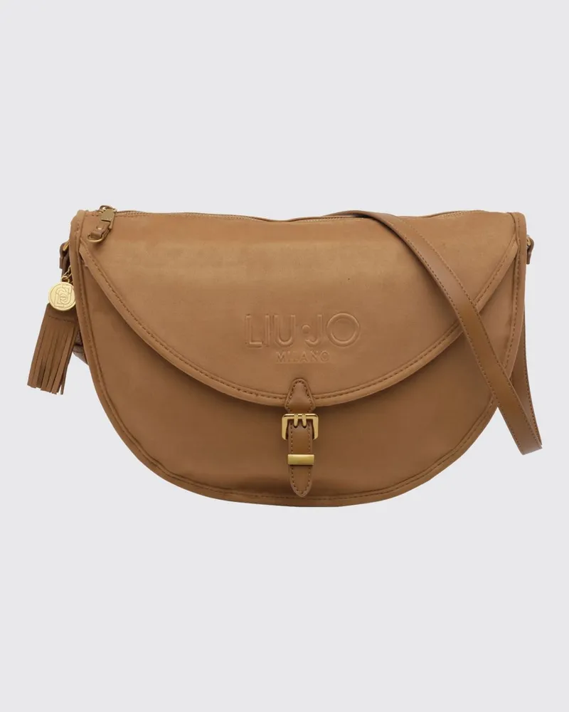 Liu Jo Halbmondtasche aus Velours-Kunstleder mit Klappverschluss Braun
