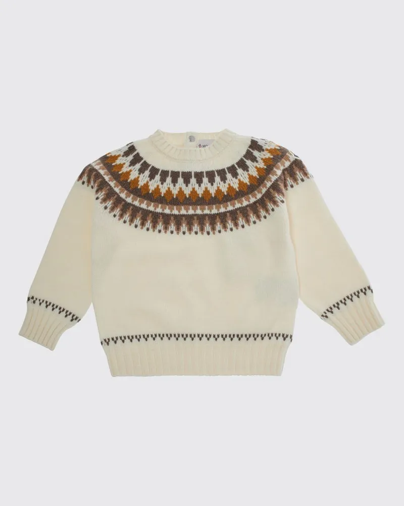 Moncler Pullover für Jungen mit Ethno-Muster aus Wolle und Kaschmir mit Rundhalsausschnitt Yellow