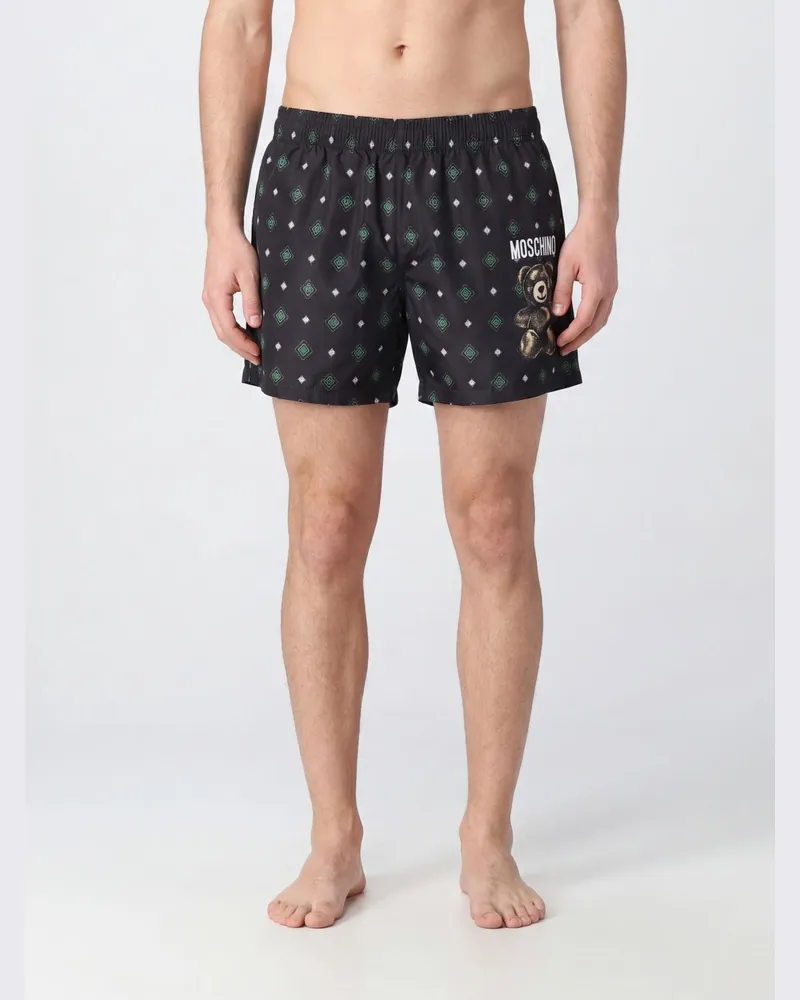 Moschino Monaco Badeshorts aus Polyester mit Teddybär-Print Schwarz