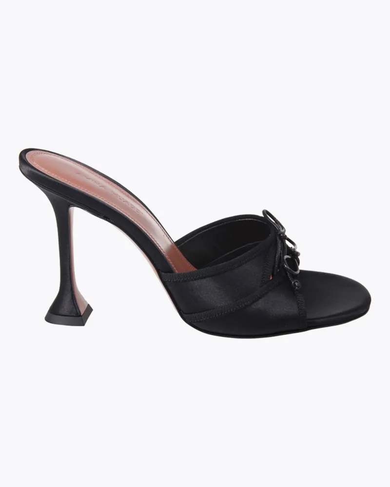 Amina Muaddi Eleonora Mules aus Satin mit hohem Spool-Absatz Schwarz
