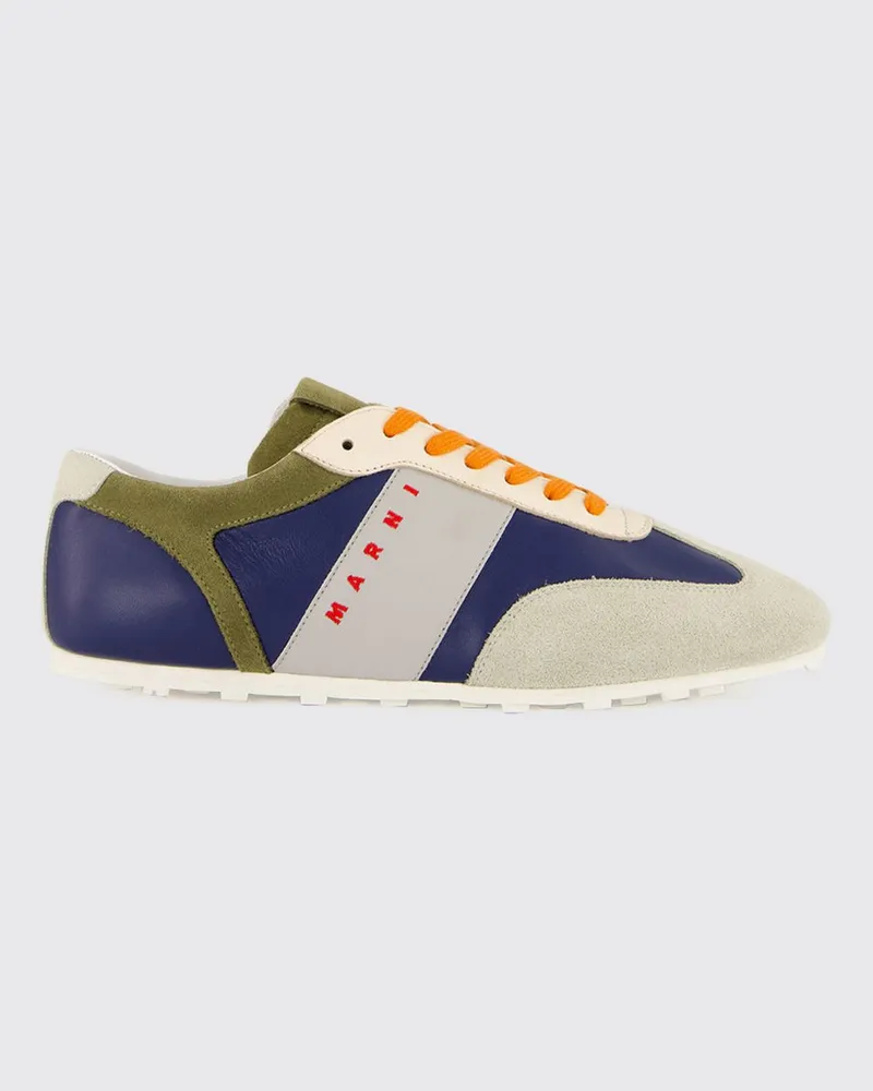 Marni Low-Top-Sneaker aus Wildleder mit abstraktem Muster und gesticktem Logo Bunt