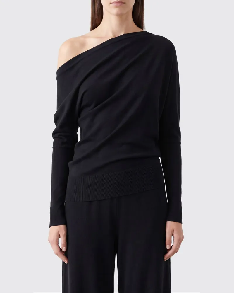 Tom Ford Asymmetrischer Pullover aus Merinowolle mit Drapierung Schwarz