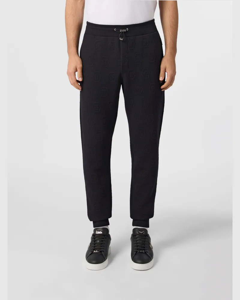 Philipp Plein Jersey-Jogginghose von mit Kordelzug und Jacquard-Logo Schwarz