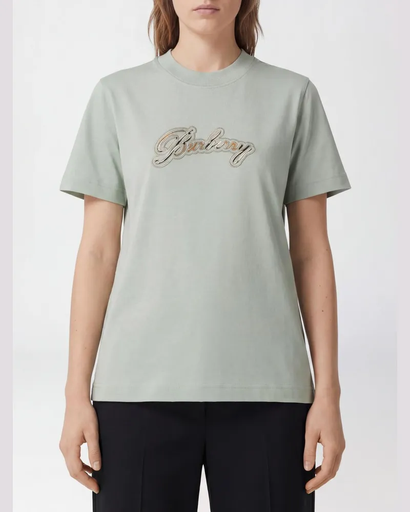 Burberry Baumwoll-Rundhals-T-Shirt mit Logo Grün
