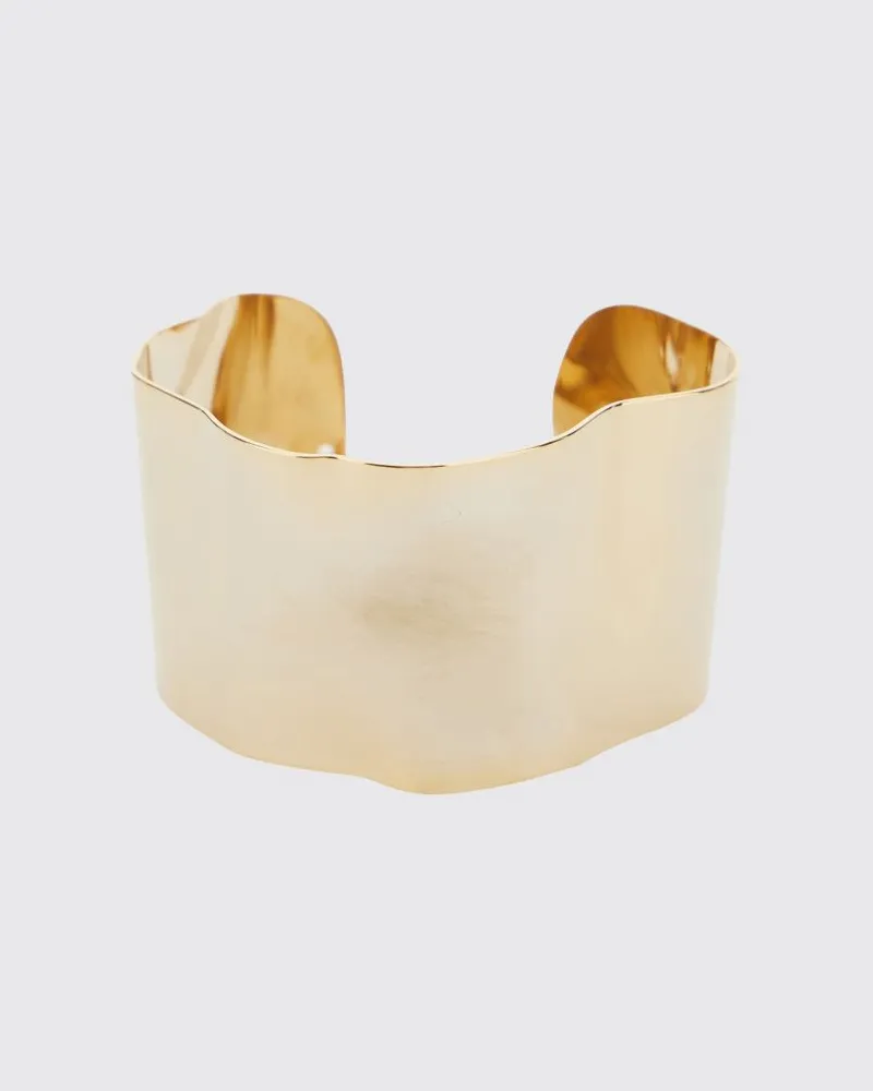 Semicouture Zweifarbiger Armreif aus Messing in Gold und Silber mit graviertem Logo Gold