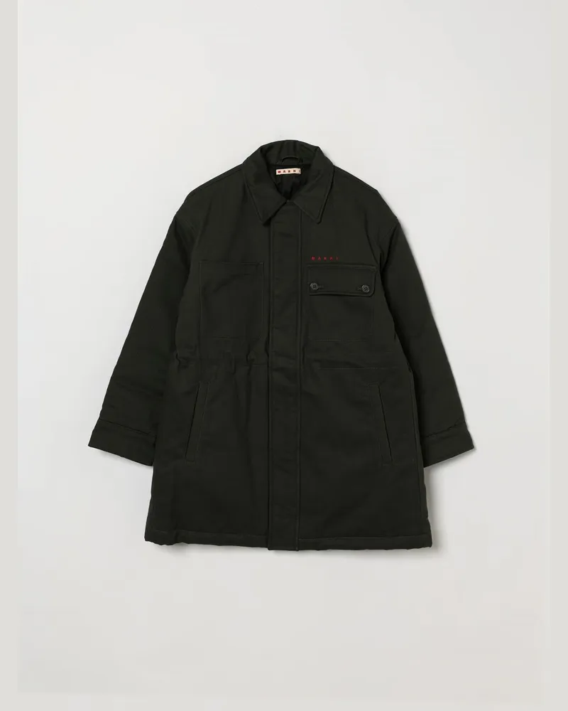 Marni Parka im Hemden-Stil aus Baumwolle für Jungen mit klassischem Kragen Charcoal