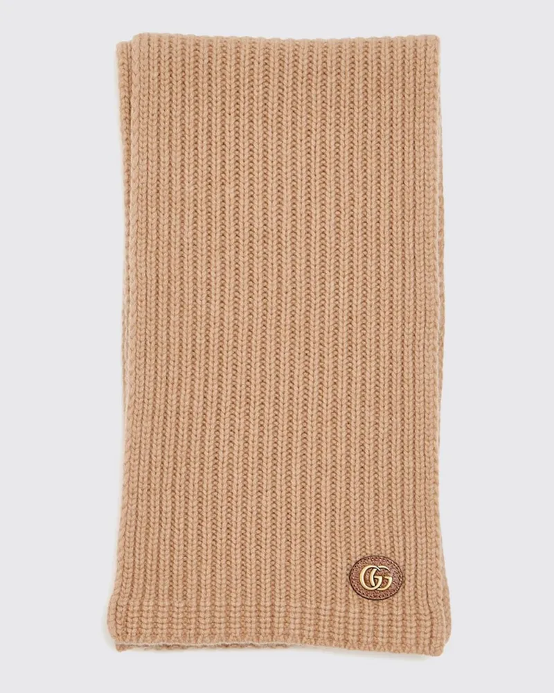 Gucci Gerippter Wollschal mit durchgehendem GG-Monogrammmuster Braun