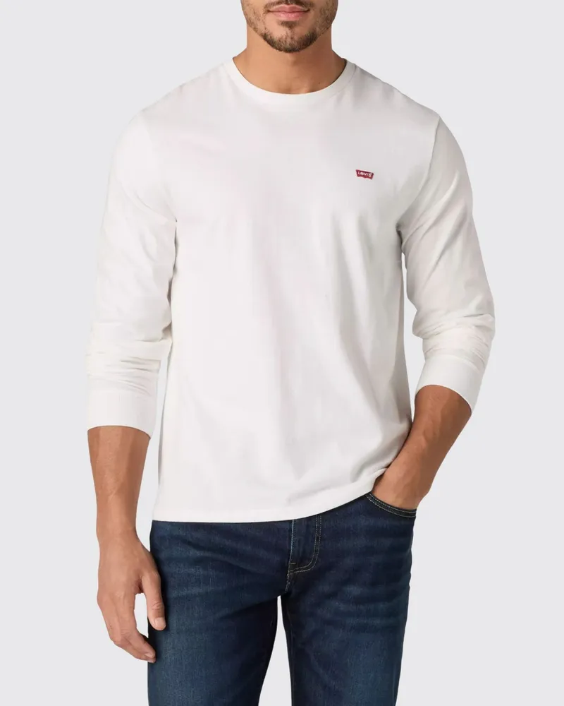 Levi's Langärmeliges Baumwoll-T-Shirt von mit Kontrastlogo Weiß