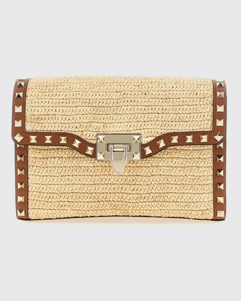 Valentino Garavani Rockstud Tasche aus Bast und Leder Leder