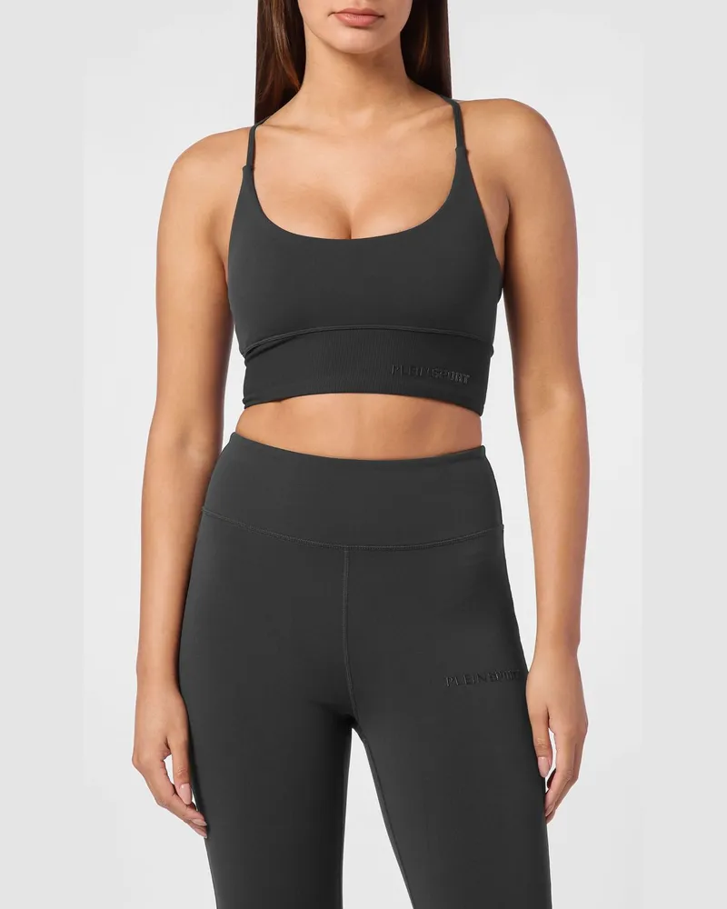 Philipp Plein Gekürztes Sport-Bralette-Top mit überkreuzten Trägern Schwarz