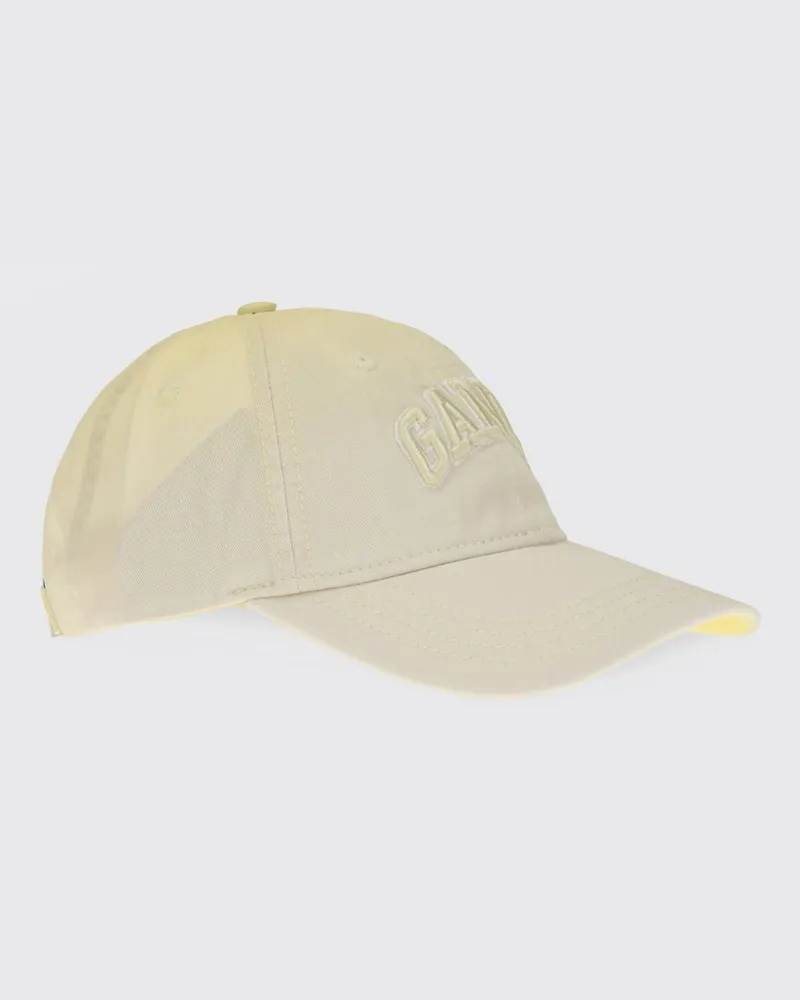 Ganni Zweifarbige Baseballkappe aus Bio-Baumwolle mit gesticktem Logo Zitronengelb