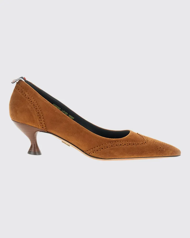 Thom Browne Wingtip-Pumps aus Veloursleder mit Brogue-Details Braun