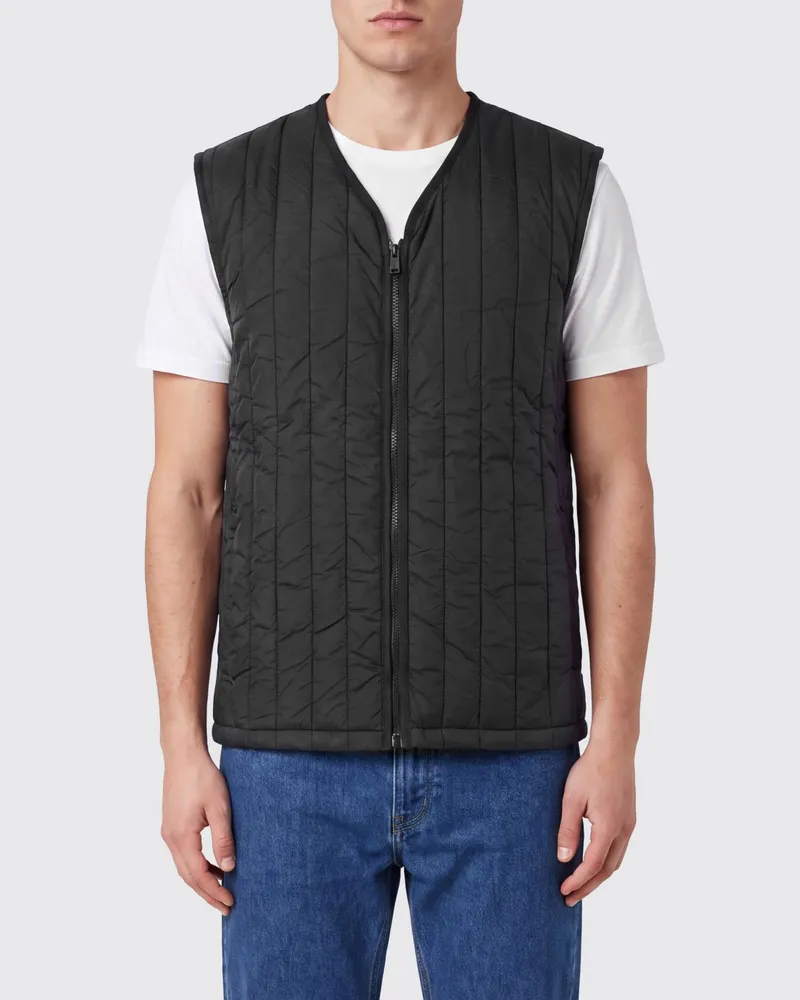 RAINS Gesteppte und wattierte Weste aus Polyester mit V-Ausschnitt Schwarz