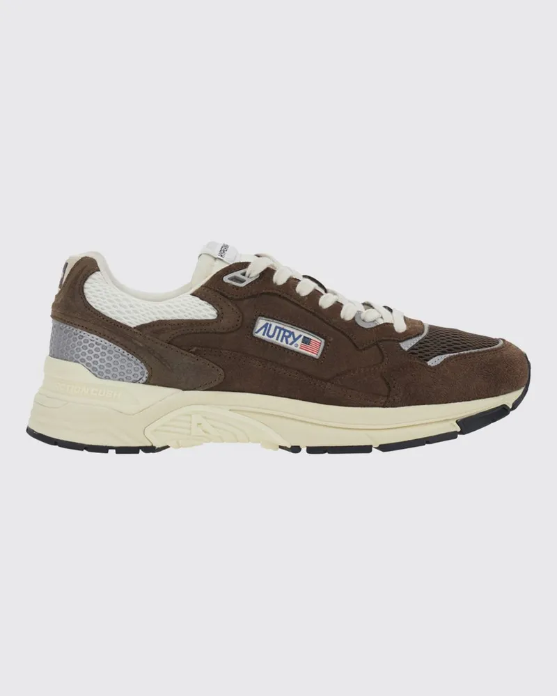 AUTRY Hyperway Low-Top-Sneaker aus Leder und Mesh mit zweifarbigem Design und gepolstertem Knöchel Braun
