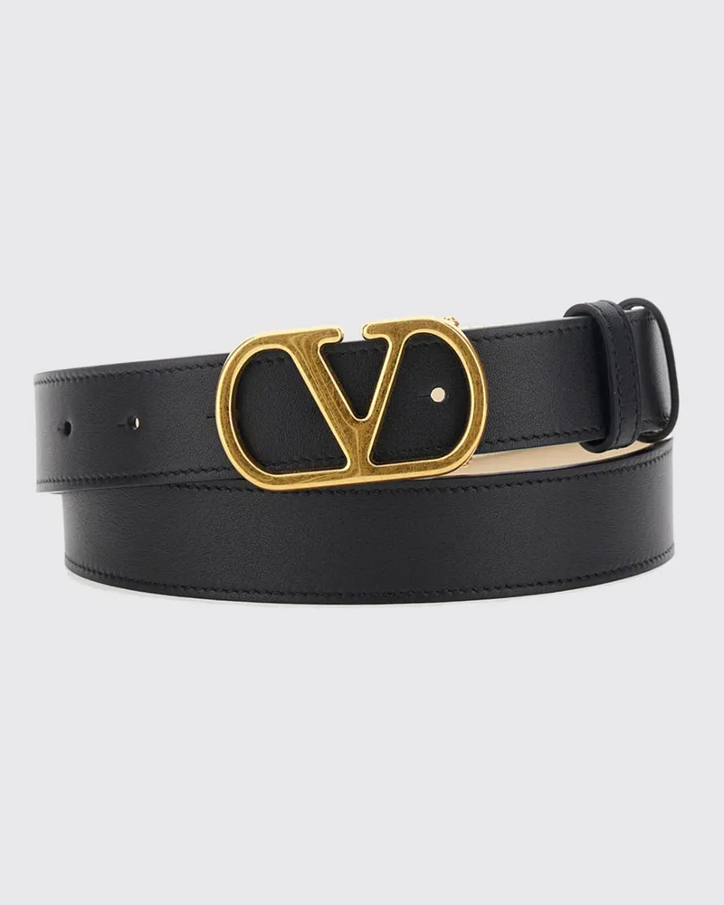 Valentino Garavani Gürtel aus Kalbsleder mit VLogo Signature-Schnalle Schwarz