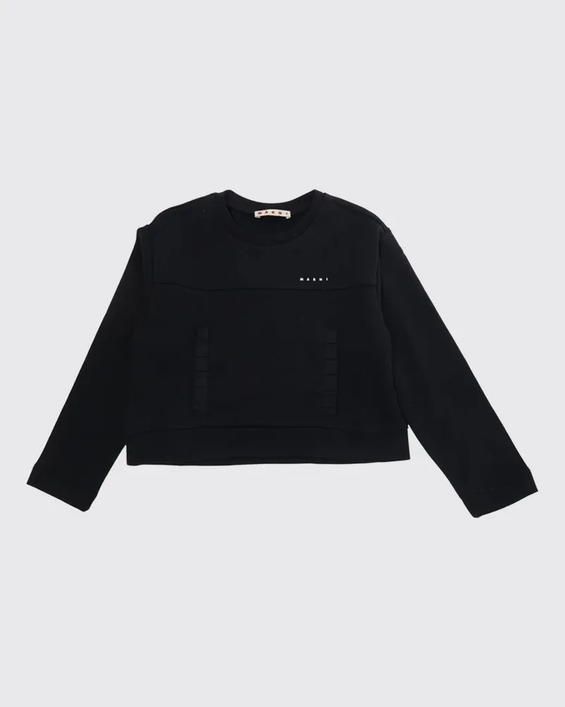 Marni Baumwoll-Sweatshirt für Jungen mit Rundhalsausschnitt und Kontrast-Logo Schwarz