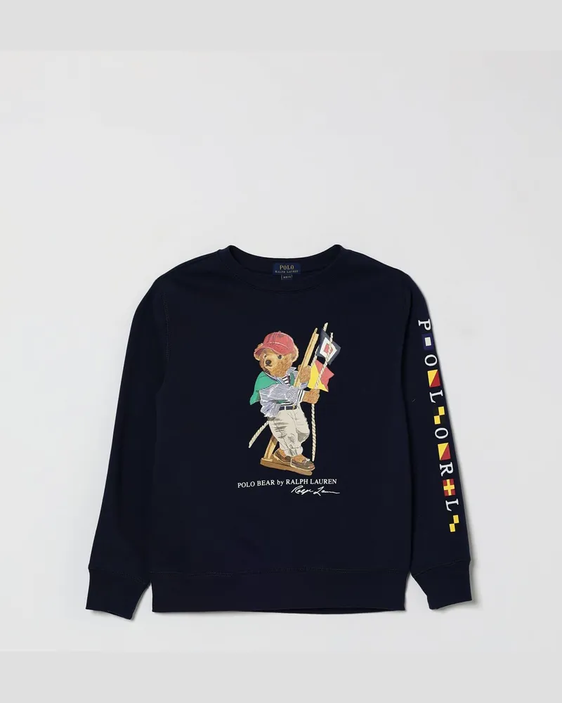 Ralph Lauren Bedrucktes Baumwoll-Rundhals-Sweatshirt Blau