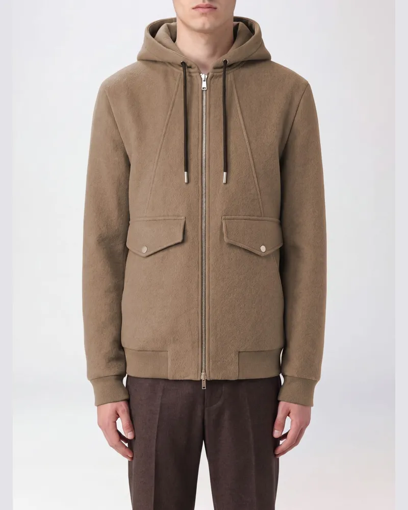 Moose Knuckles Elington Kapuzen-Bomberjacke von aus recycelter Wollmischung Beige