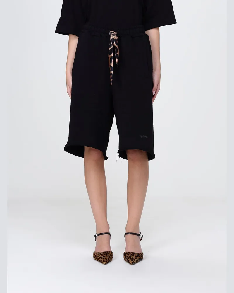 DISCLAIMER Jogging-Shorts von aus Baumwolle mit elastischem Kordelzugbund Schwarz