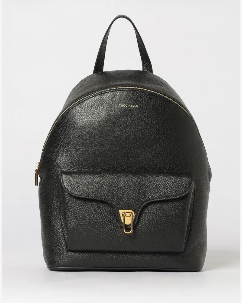 Coccinelle Beat Generation Rucksack aus genarbtem Leder Schwarz