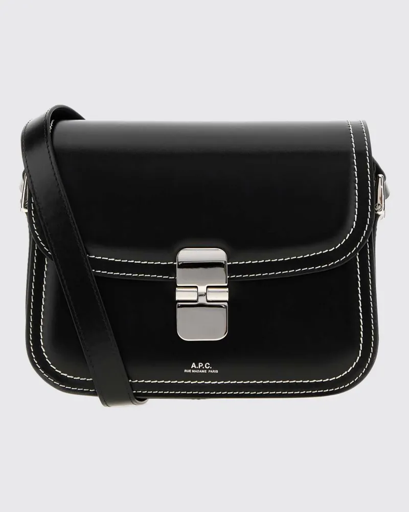 A.P.C. Grace Mini-Umhängetasche aus gebürstetem Kalbsleder Schwarz
