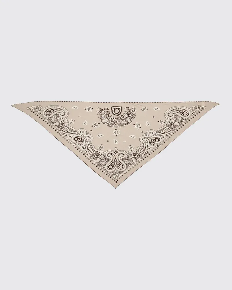Ferragamo Arabesque Dreieckstuch aus Kaschmir und Wolle mit Logo Beige