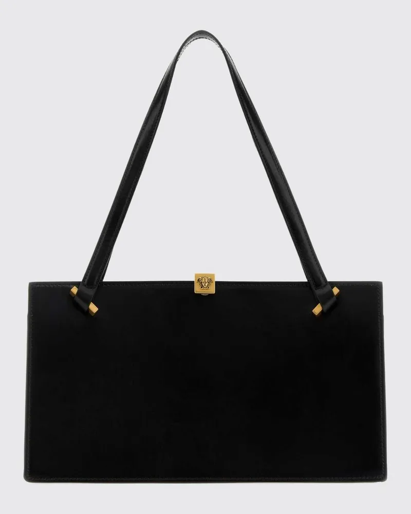 Versace Severine Schultertasche aus Kalbsleder mit Medusa-Logo und doppeltem Henkel Schwarz