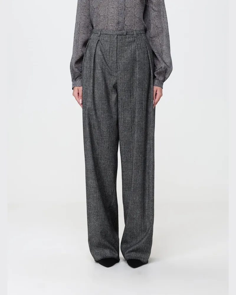 Emporio Armani Palazzo-Hose aus Wollflanell mit Prince-of-Wales-Muster Weiß