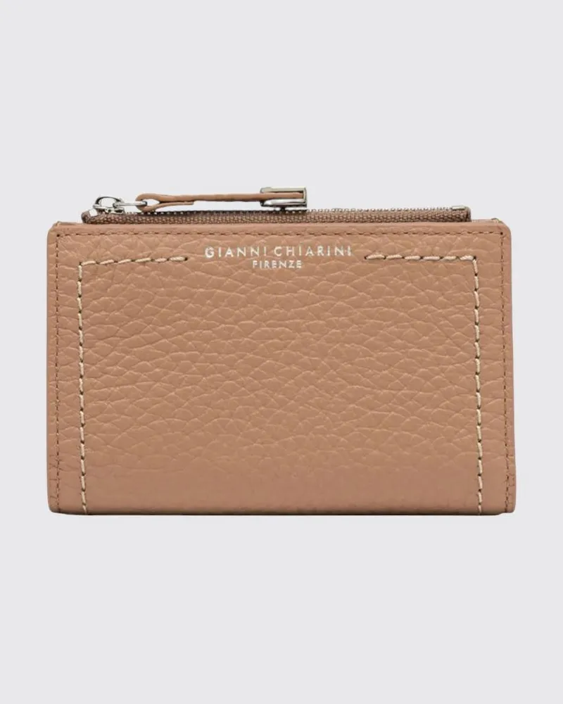 Gianni Chiarini Bifold-Portemonnaie aus genarbtem Leder mit laminiertem Logo Grau