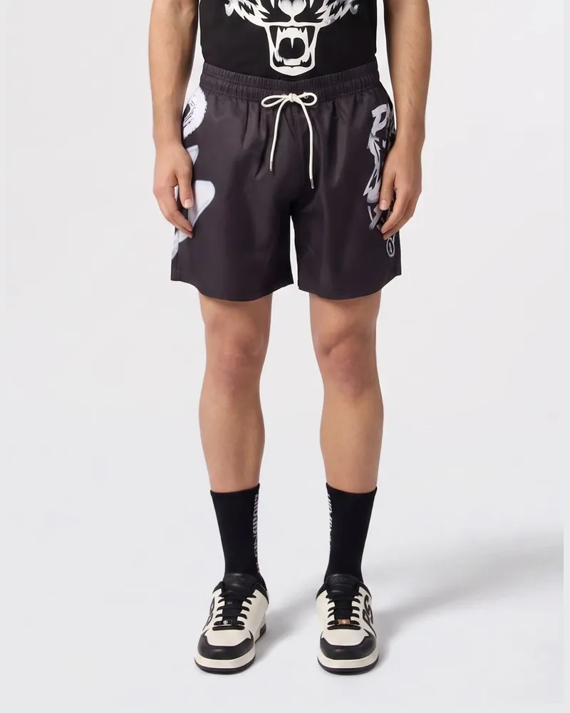 Philipp Plein Jogging-Shorts aus Stretch-Funktionsgewebe Schwarz