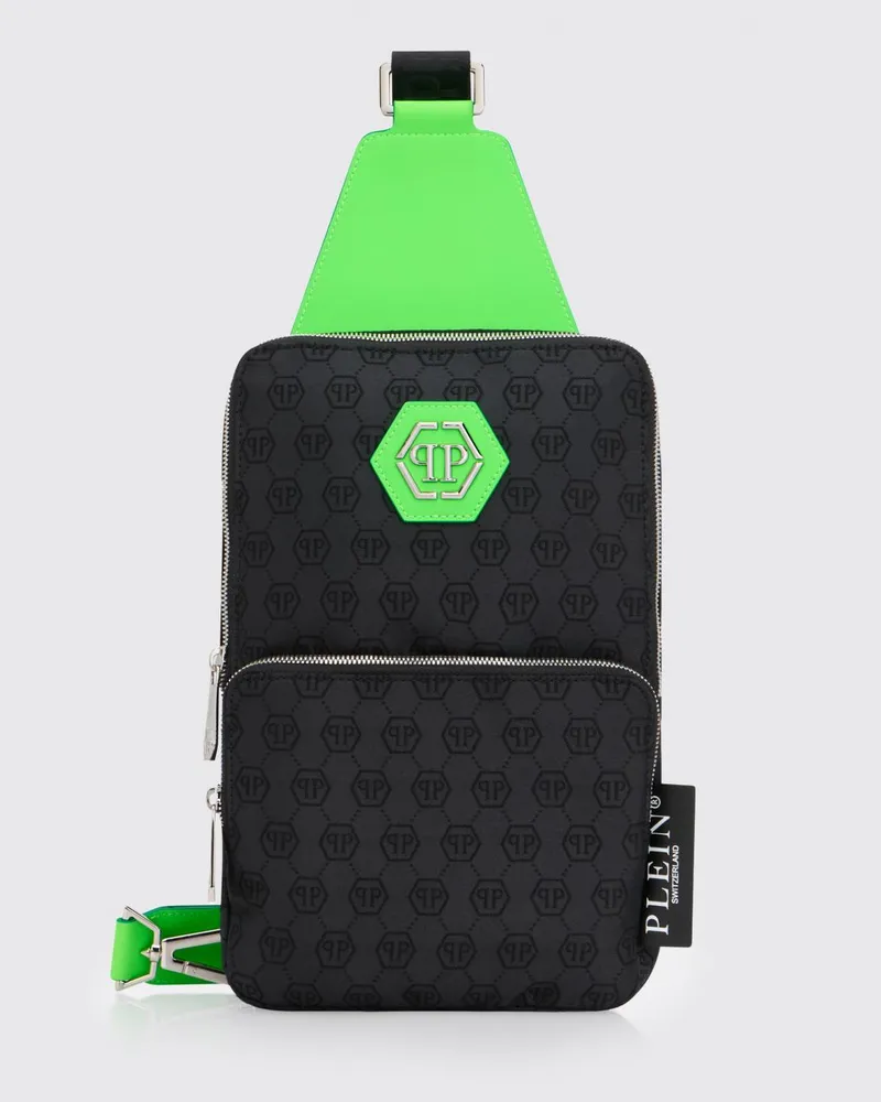 Philipp Plein Nylon-Tasche mit Jacquard-Logo Schwarz